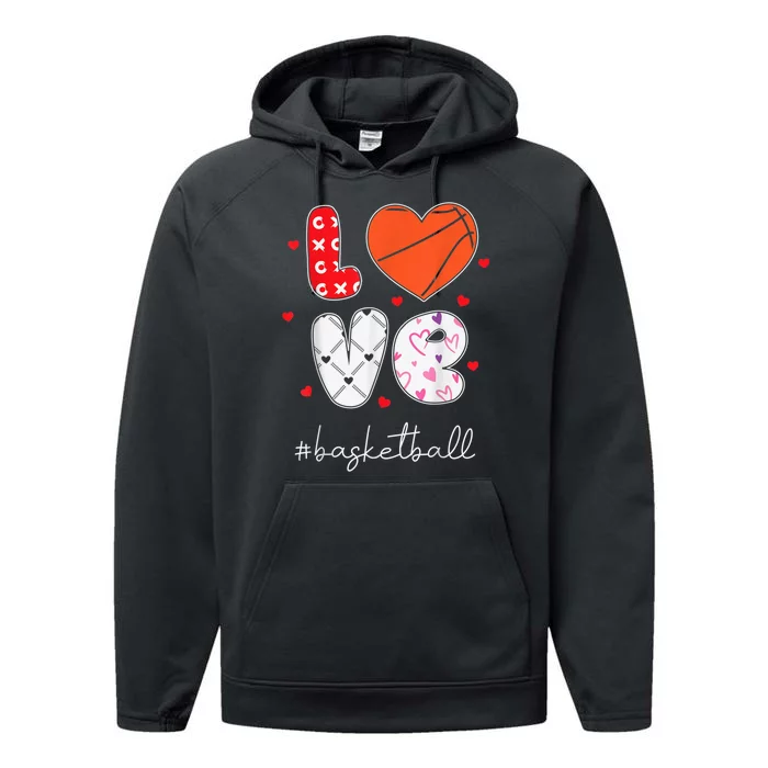 Hearts Love Basketball Sport Xoxo Valentine Day Funny Cute Performance Fleece Hoodie