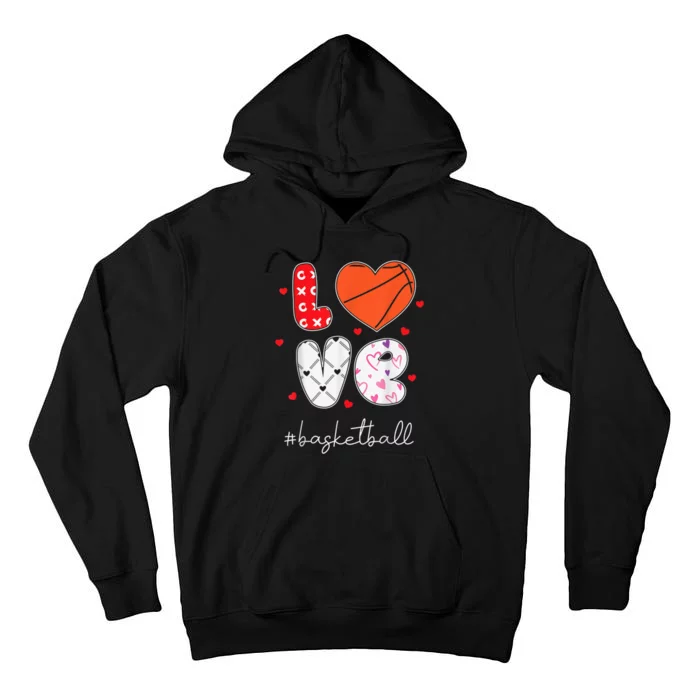 Hearts Love Basketball Sport Xoxo Valentine Day Funny Cute Tall Hoodie