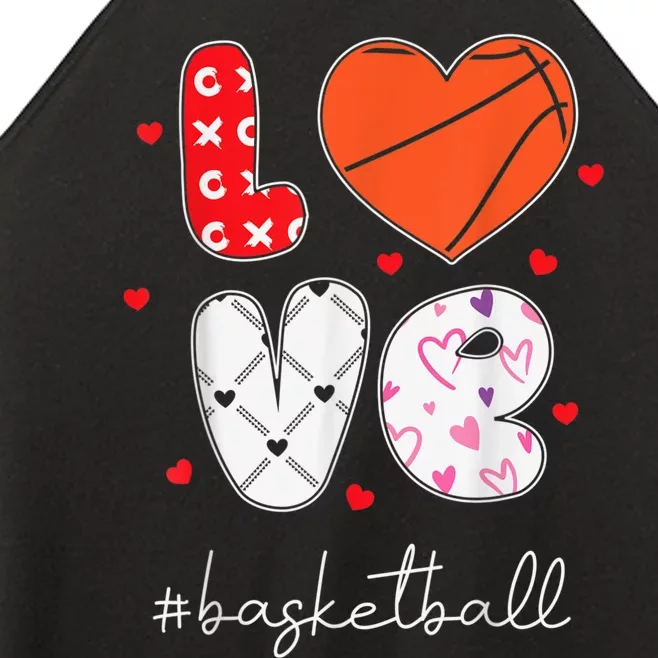 Hearts Love Basketball Sport Xoxo Valentine Day Funny Cute Women’s Perfect Tri Rocker Tank