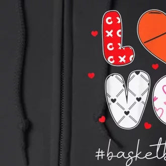 Hearts Love Basketball Sport Xoxo Valentine Day Funny Cute Full Zip Hoodie