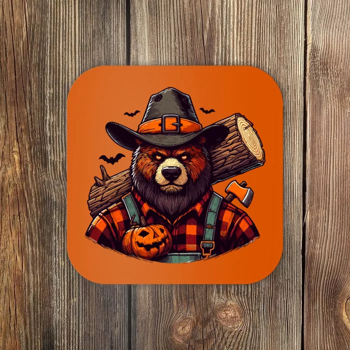 Halloween Lumberjack Bear Coaster