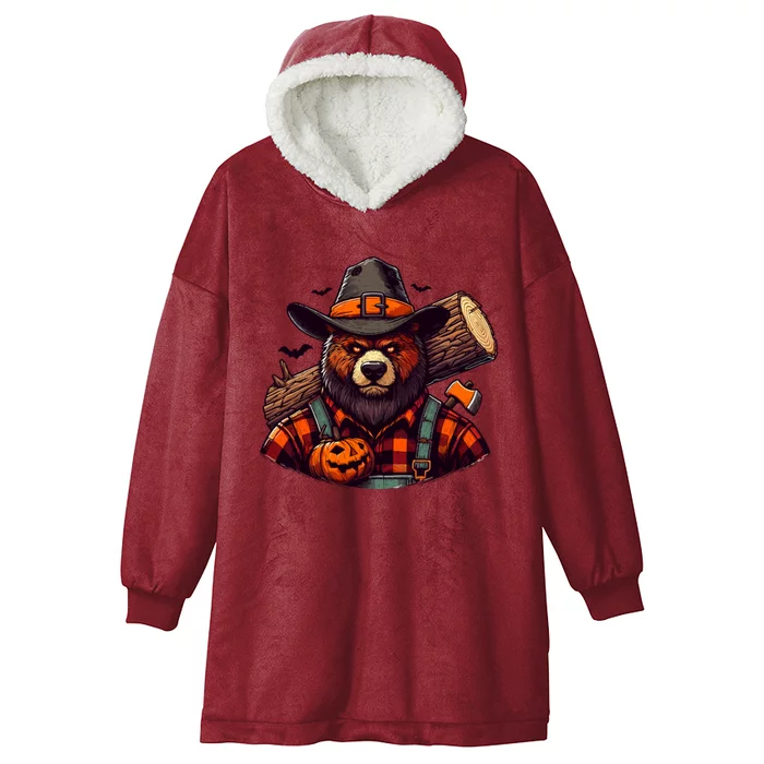 Halloween Lumberjack Bear Hooded Wearable Blanket