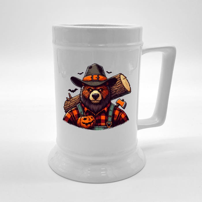 Halloween Lumberjack Bear Front & Back Beer Stein