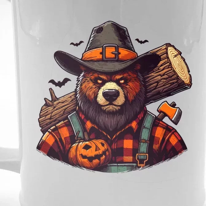 Halloween Lumberjack Bear Front & Back Beer Stein