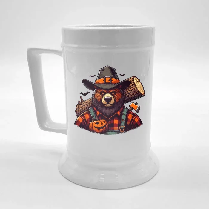 Halloween Lumberjack Bear Front & Back Beer Stein