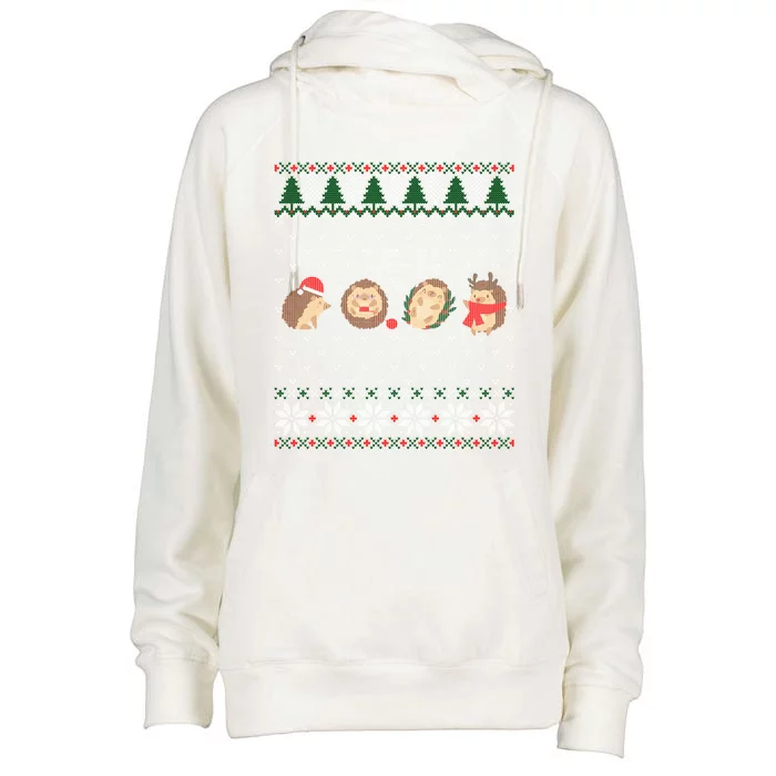 Hedgehogs Lover Christmas Funny Gift Womens Funnel Neck Pullover Hood