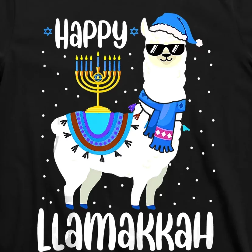 Happy Llamakkah Cute Jewish Llama Sunglasses Hanukkah T-Shirt