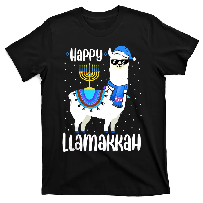 Happy Llamakkah Cute Jewish Llama Sunglasses Hanukkah T-Shirt