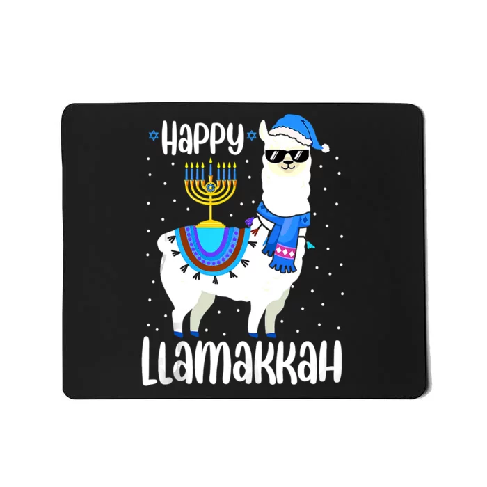 Happy Llamakkah Cute Jewish Llama Sunglasses Hanukkah Mousepad