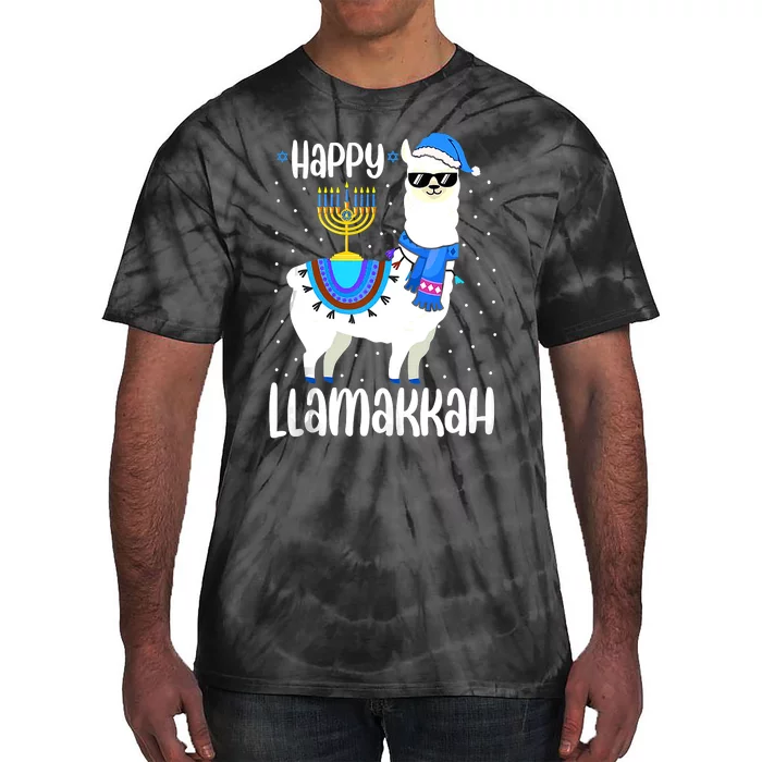 Happy Llamakkah Cute Jewish Llama Sunglasses Hanukkah Tie-Dye T-Shirt