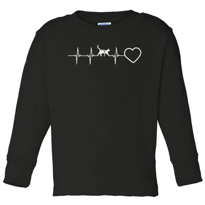 Heartbeat Love Cat Heart Funny Kitten Men Women Kids Girls Toddler Long Sleeve Shirt