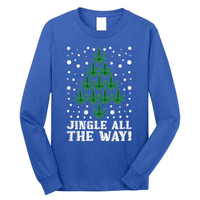 Hemp Leaf Christmas Tree Jingle All The Way! Xmas Christmas Gift Long Sleeve Shirt