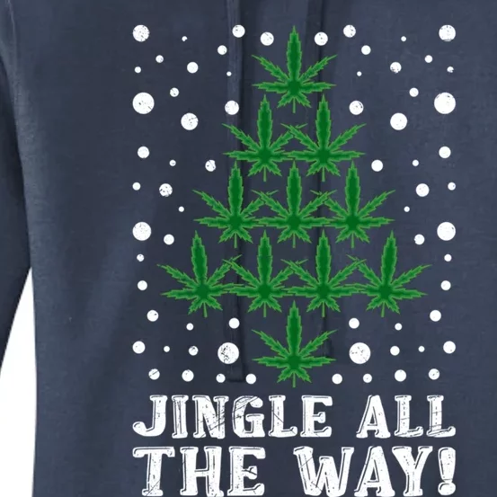 Hemp Leaf Christmas Tree Jingle All The Way! Xmas Christmas Gift Women's Pullover Hoodie