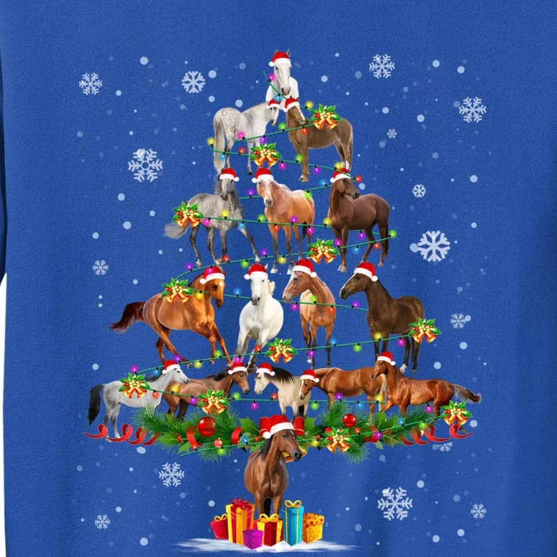 Horse Lover Christmas Tree Light Hat Snow Santa Xmas Pajamas Meaningful Gift Tall Sweatshirt