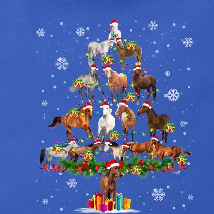 Horse Lover Christmas Tree Light Hat Snow Santa Xmas Pajamas Meaningful Gift Zip Tote Bag