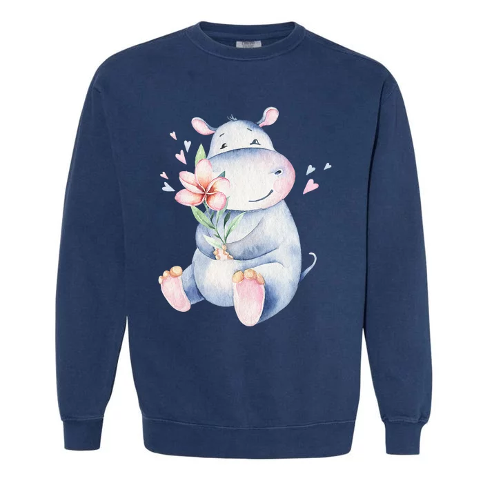 Hippo Lover Cute Hippo Hippo Garment-Dyed Sweatshirt