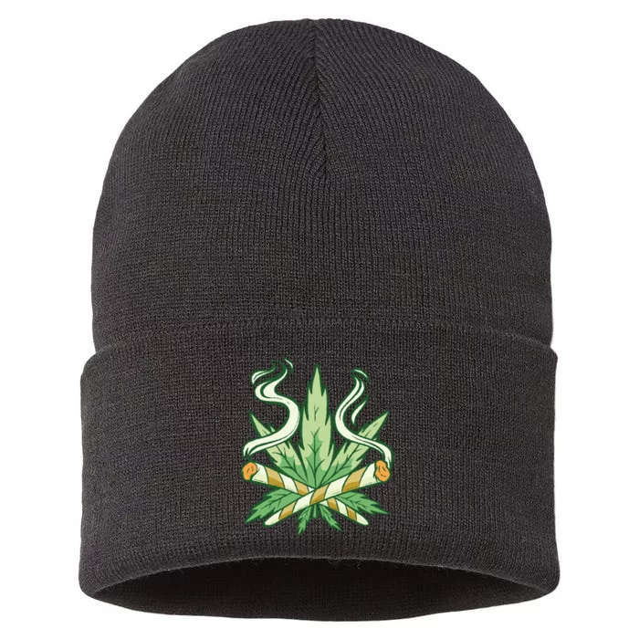 Hemp Leaf Cross Joint Sustainable Knit Beanie