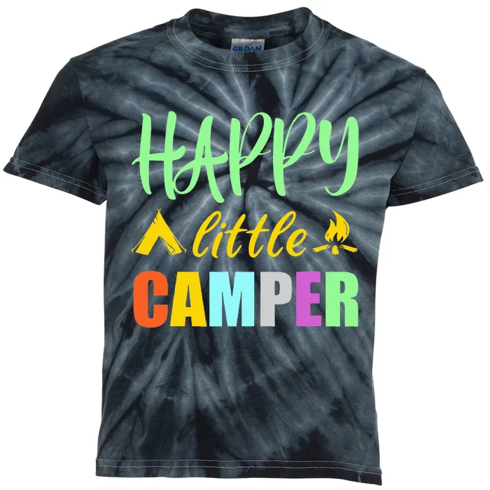 Happy Little Camper Tent Campfire for Camping Kids Tie-Dye T-Shirt