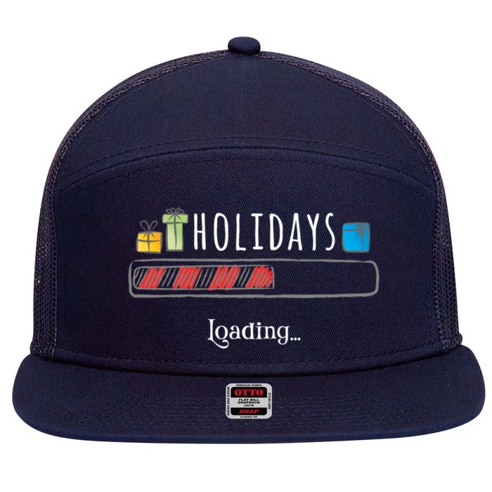 Holidays Loading Christmas Thanksgiving Boys Girls Mom Dad Gift 7 Panel Mesh Trucker Snapback Hat