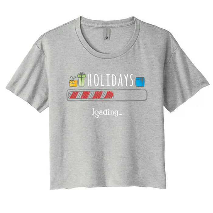 Holidays Loading Christmas Thanksgiving Boys Girls Mom Dad Gift Women's Crop Top Tee