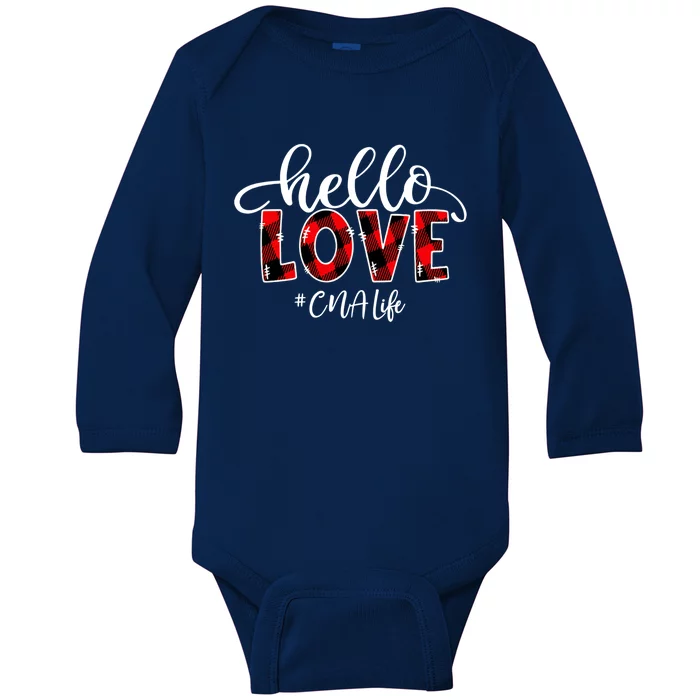 Hello Love Cna Life Flannel Valentine's Day Gift Baby Long Sleeve Bodysuit