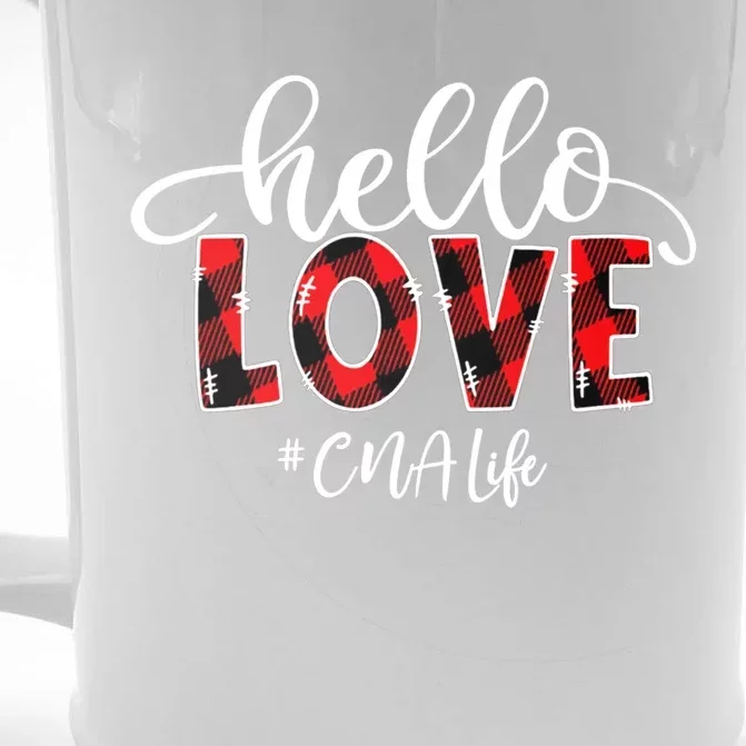 Hello Love Cna Life Flannel Valentine's Day Gift Front & Back Beer Stein