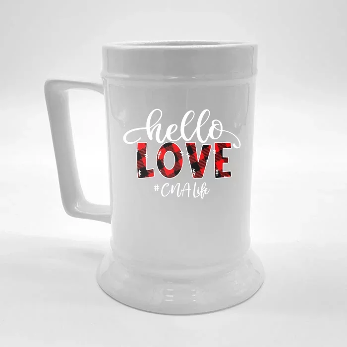 Hello Love Cna Life Flannel Valentine's Day Gift Front & Back Beer Stein