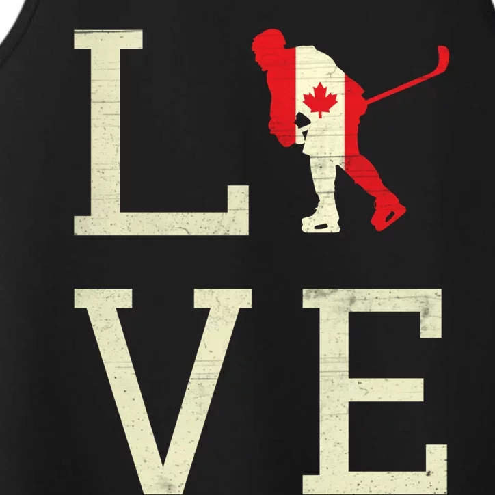 Hockey Love Canada Day Maple Proud Canadian Flag Canada Cute Gift Performance Tank