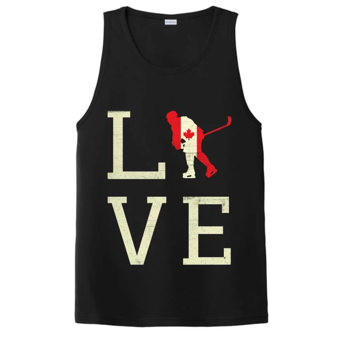 Hockey Love Canada Day Maple Proud Canadian Flag Canada Cute Gift Performance Tank