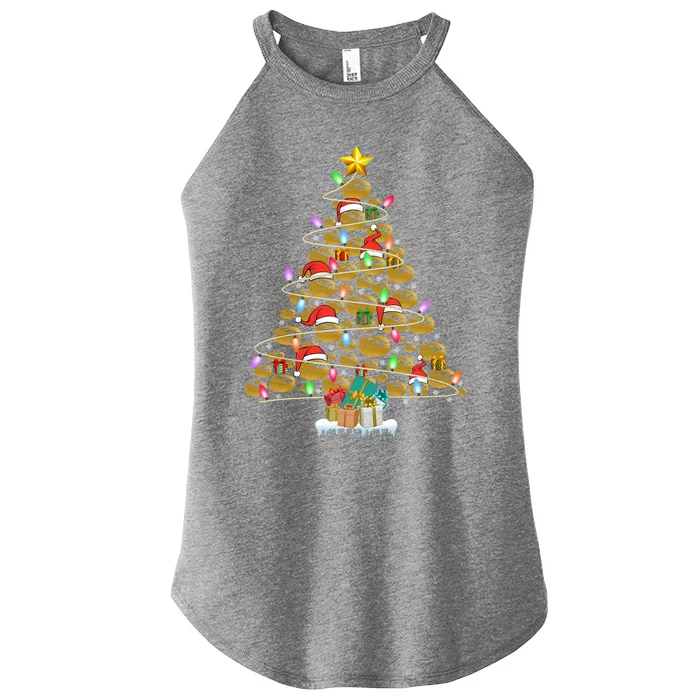 Hockey Lover Christmas Tree Lights Funny Sport Player Xmas Gift Women’s Perfect Tri Rocker Tank