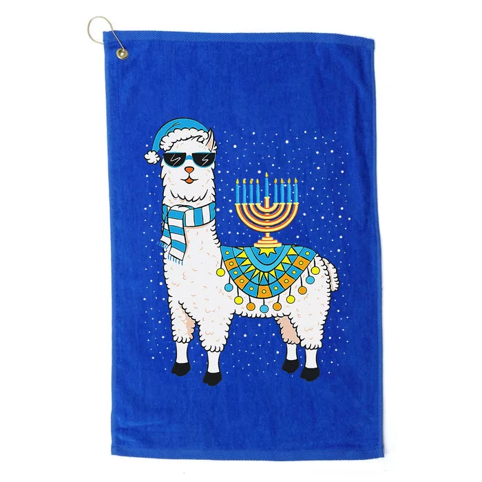 Hanukkah Llama Cute Alpaca Chanukah Christmas For Funny Platinum Collection Golf Towel