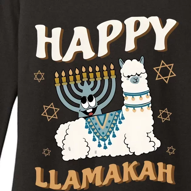 Happy Llamakah Candle Lights For Jewish Hanukkah Jewish Womens CVC Long Sleeve Shirt