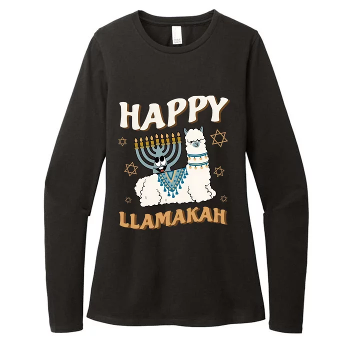 Happy Llamakah Candle Lights For Jewish Hanukkah Jewish Womens CVC Long Sleeve Shirt