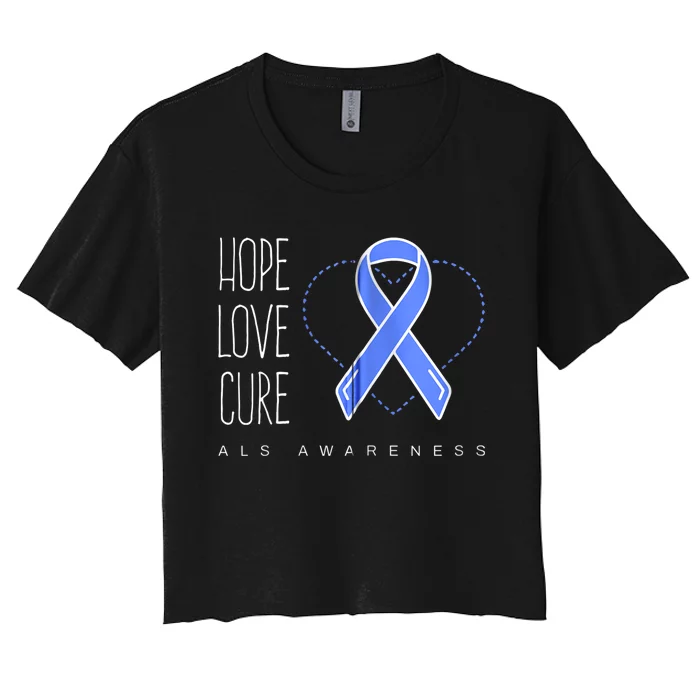 Hope Love Cure Als Awareness Zip Hoodie Women's Crop Top Tee