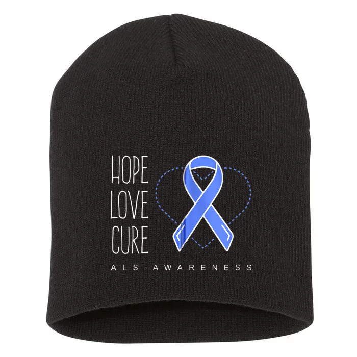 Hope Love Cure Als Awareness Zip Hoodie Short Acrylic Beanie