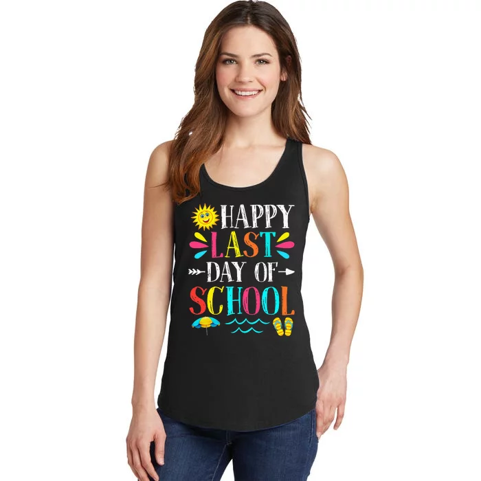 Happy Last Day Of School Teacher Student Graduation Ladies Essential Tank