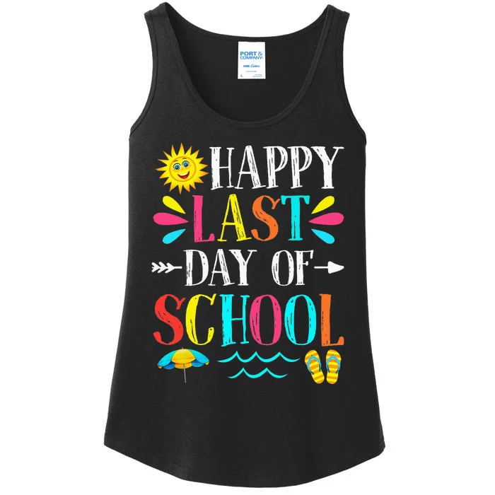 Happy Last Day Of School Teacher Student Graduation Ladies Essential Tank