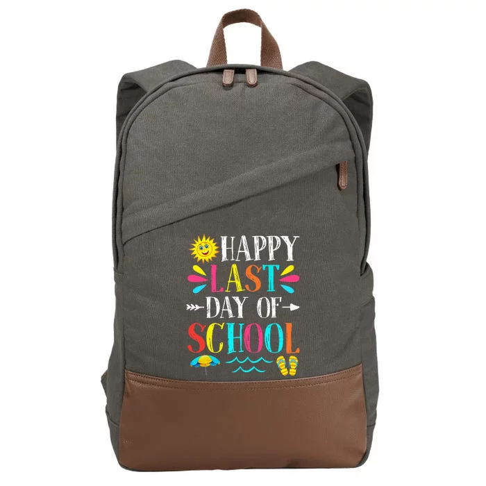 Happy Last Day Of School Teacher Student Graduation Cotton Canvas Backpack