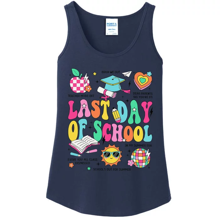 Happy Last Day Of School Teacher Boy Girl Grad Hello Summer Ladies Essential Tank