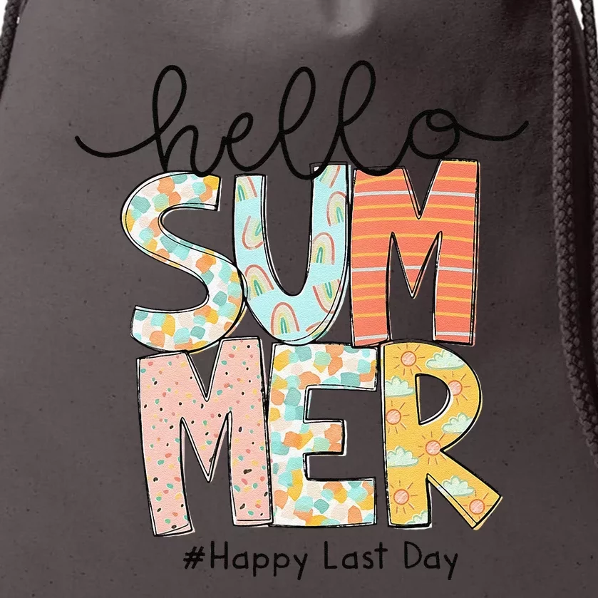 Happy Last Day Of School Teacher Student Hello Summer Gifts Drawstring Bag