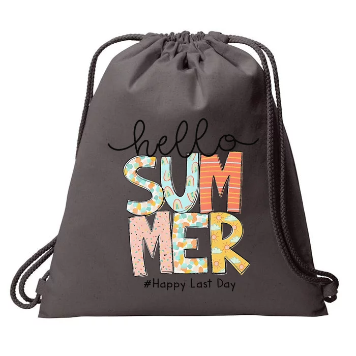 Happy Last Day Of School Teacher Student Hello Summer Gifts Drawstring Bag