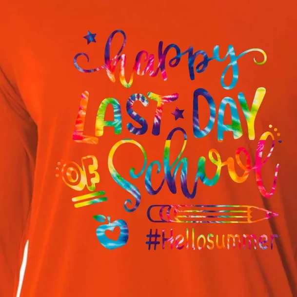 Happy Last Day Of School Hello Summer Teacher Student Shirts Cooling Performance Long Sleeve Crew