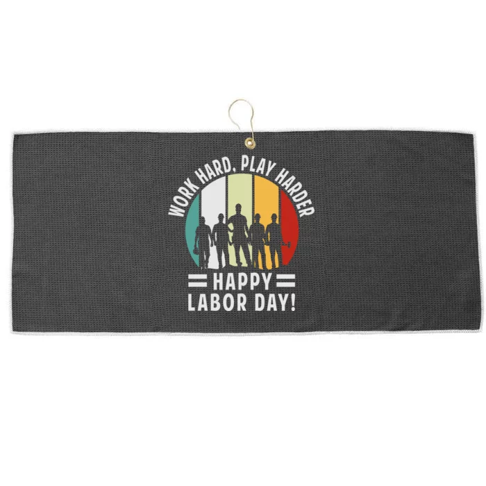 Happy Labor Day Celebration Graphic Large Microfiber Waffle Golf Towel