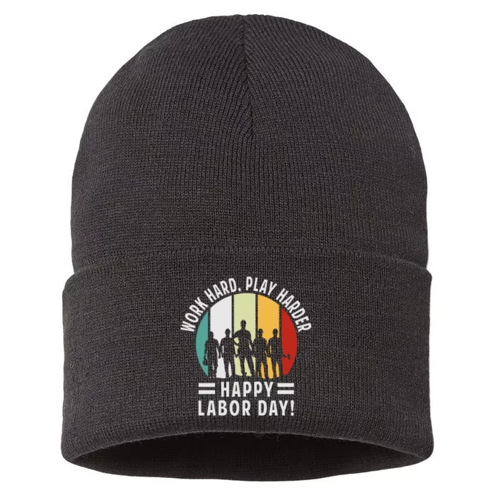 Happy Labor Day Celebration Graphic Sustainable Knit Beanie