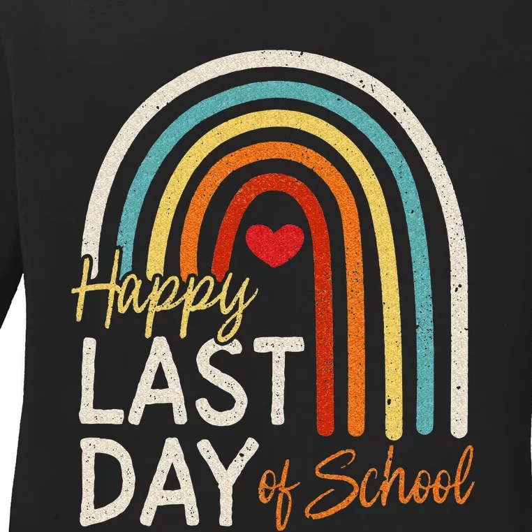 Happy Last Day Of School Teacher Student Graduation Ladies Long Sleeve Shirt