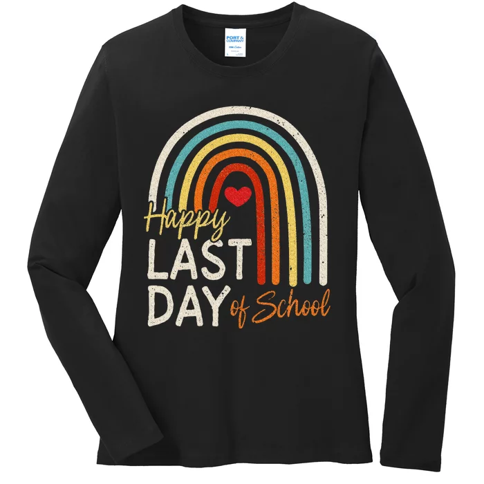 Happy Last Day Of School Teacher Student Graduation Ladies Long Sleeve Shirt