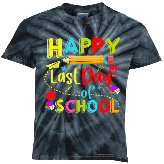 Happy Last Day Of School Hello Summer Teacher Student Kids Tie-Dye T-Shirt