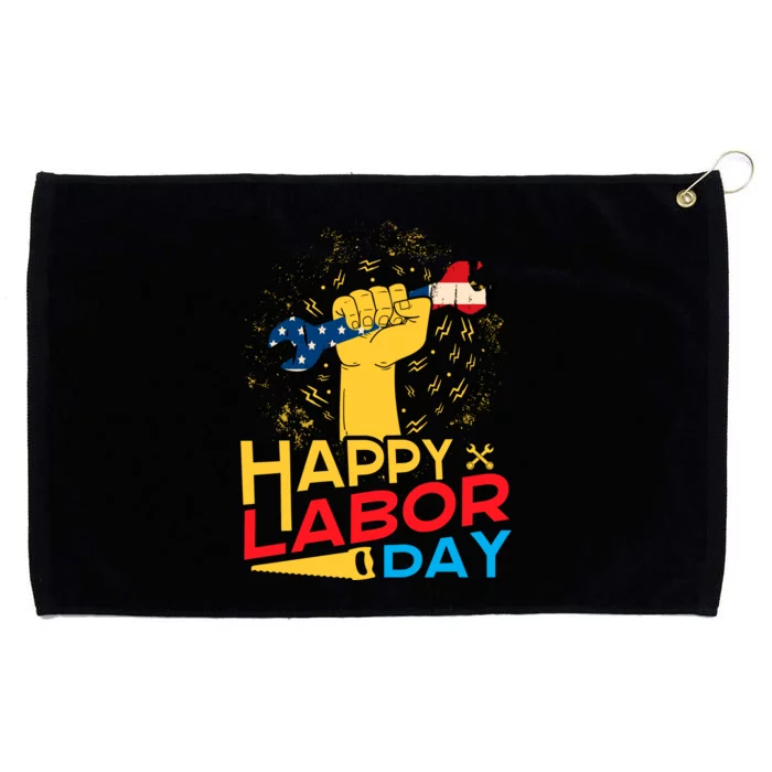 Happy Labor Day Celebration Graphic Grommeted Golf Towel