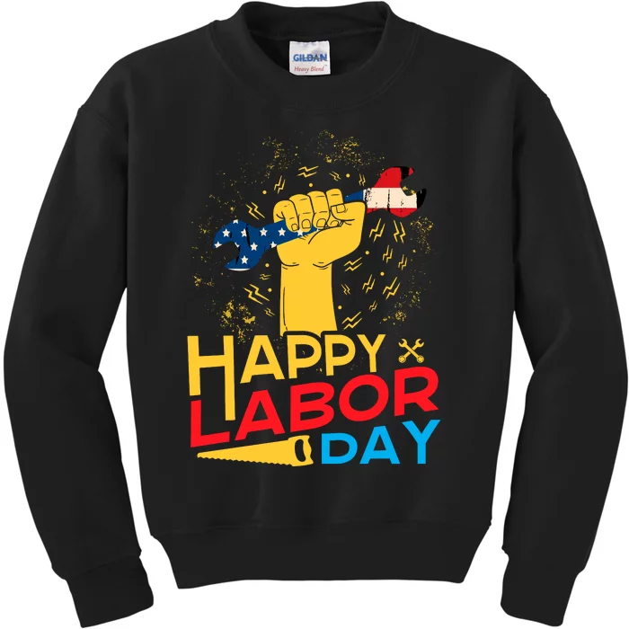 Happy Labor Day Celebration Graphic Kids Sweatshirt