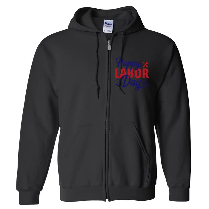 Happy Labor Day Celebration Graphic Full Zip Hoodie